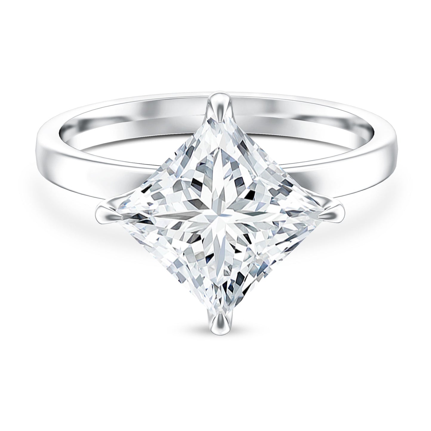 Solitaire 5 Carat Princess Cut Lab Grown Diamond Huge Engagement Ring with IGI Certificate
