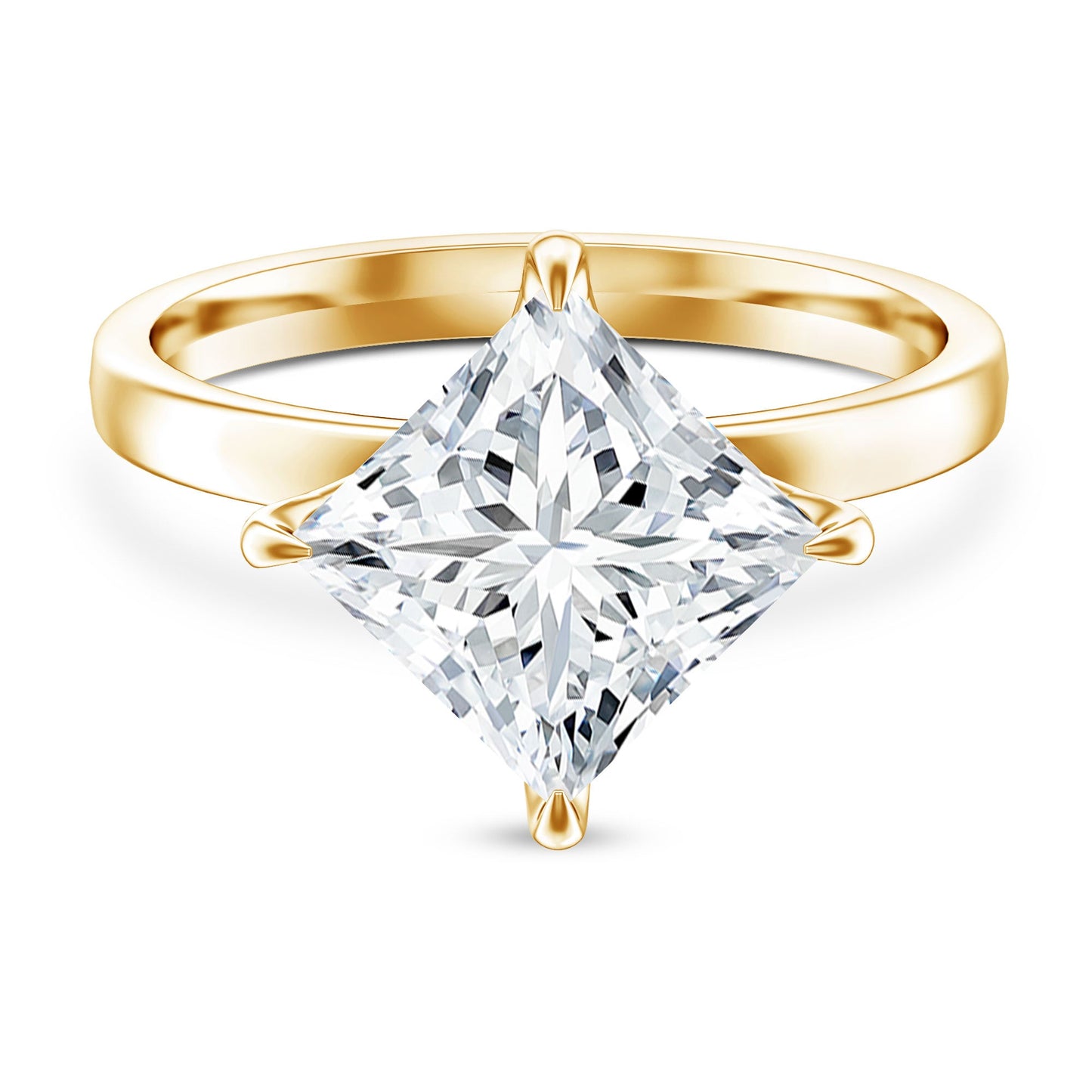 Solitaire 5 Carat Princess Cut Lab Grown Diamond Huge Engagement Ring with IGI Certificate