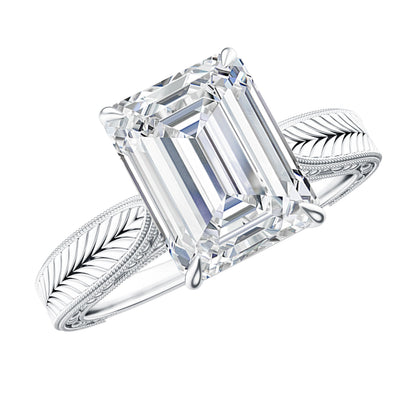Ethically Sourced 3 Carat Lab Grown Diamond Emerald Cut Engagement Ring IGI Certified