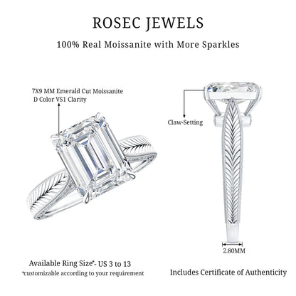 Ethically Sourced 3 Carat Lab Grown Diamond Emerald Cut Engagement Ring IGI Certified