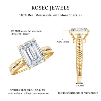 Ethically Sourced 3 Carat Lab Grown Diamond Emerald Cut Engagement Ring IGI Certified