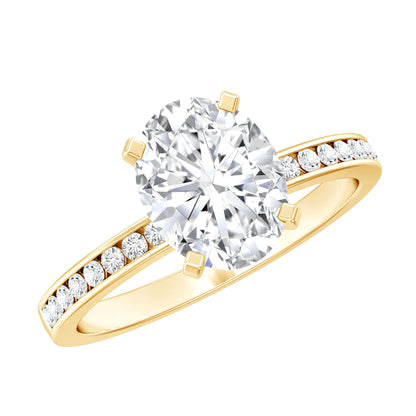 IGI Certified 2 Carat Lab Grown Diamond Oval Engagement Ring With Side Stones