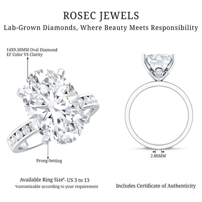 Oval Cut 5 Carat Lab Grown Diamond Big Engagement Ring with IGI Certificate