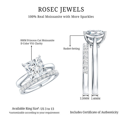 IGI Certified 2 Carat Lab Grown Diamond Princess Cut Engagement Ring With Wedding Band