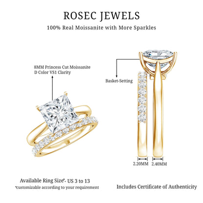 IGI Certified 2 Carat Lab Grown Diamond Princess Cut Engagement Ring With Wedding Band
