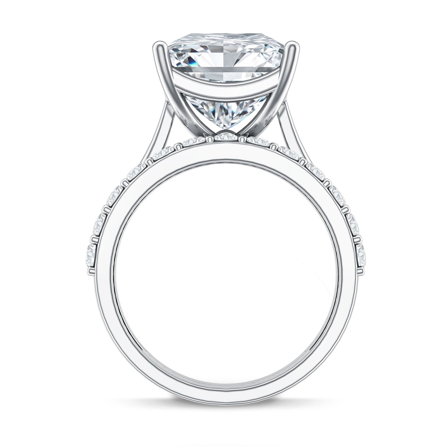 IGI Certified 4 Carat Princess Cut Lab Grown Diamond Solitaire Wedding Ring Set