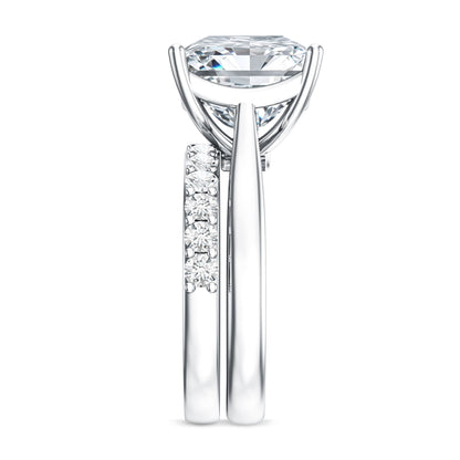 IGI Certified 4 Carat Princess Cut Lab Grown Diamond Solitaire Wedding Ring Set