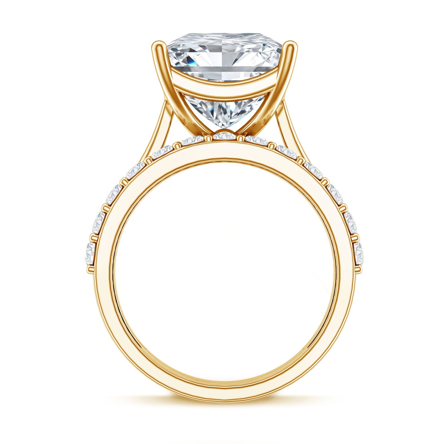 IGI Certified 4 Carat Princess Cut Lab Grown Diamond Solitaire Wedding Ring Set