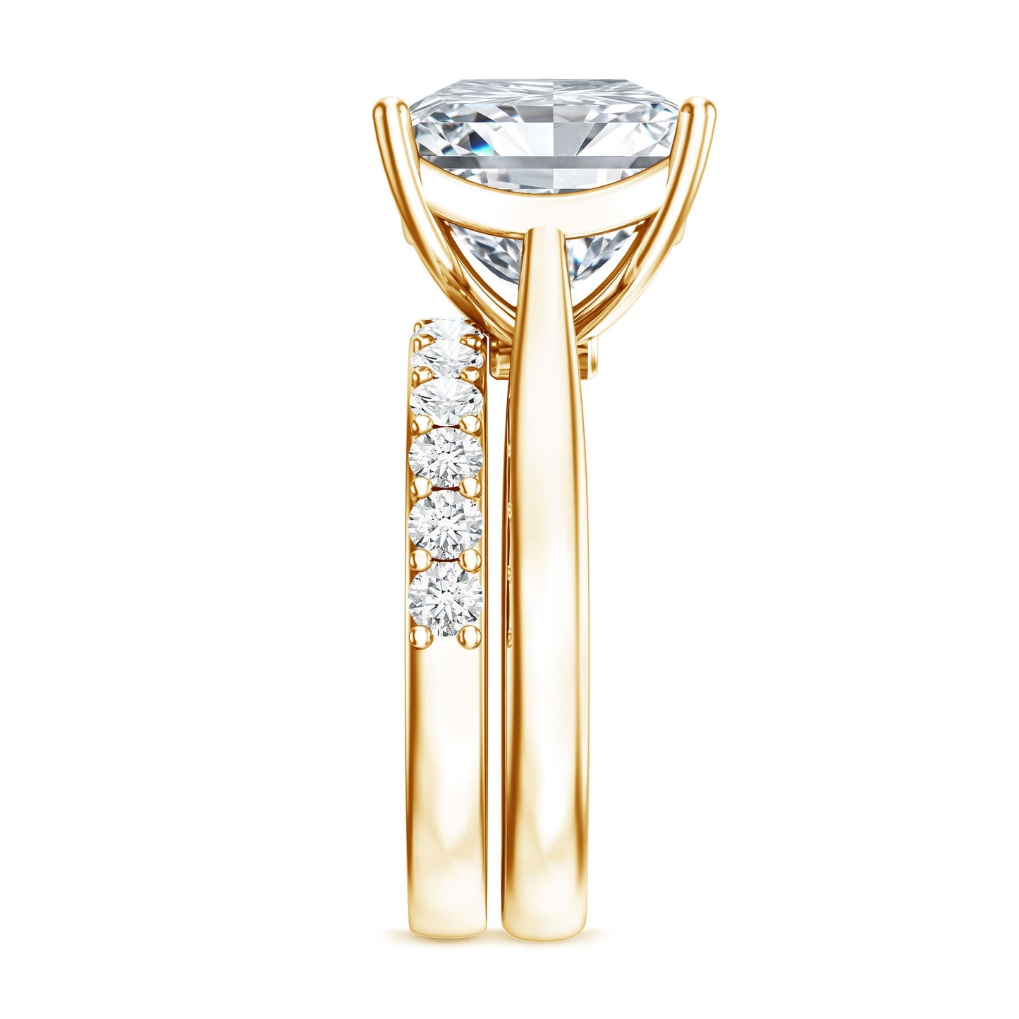 IGI Certified 4 Carat Princess Cut Lab Grown Diamond Solitaire Wedding Ring Set