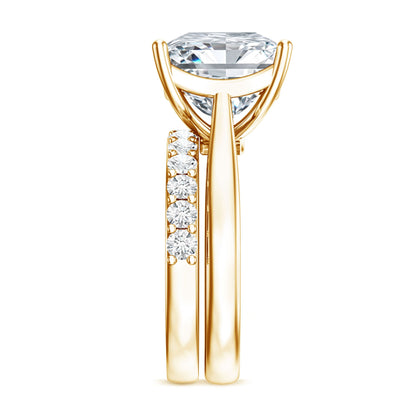 IGI Certified 4 Carat Princess Cut Lab Grown Diamond Solitaire Wedding Ring Set