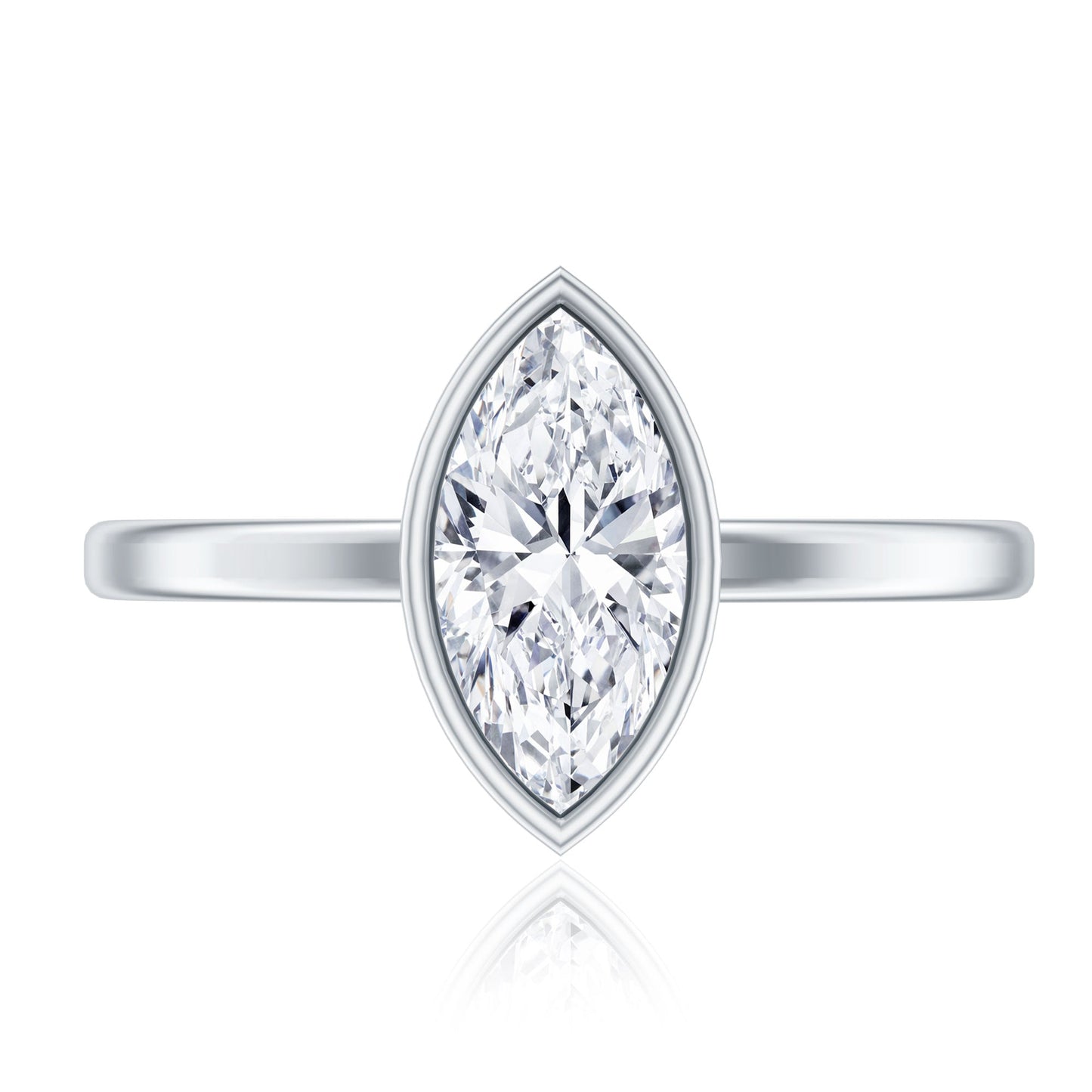 IGI Certified 1 Carat Marquise Lab Grown Diamond Engagement Ring in Bezel Setting
