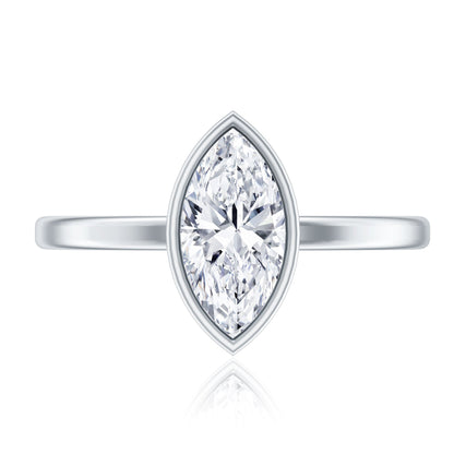 IGI Certified 1 Carat Marquise Lab Grown Diamond Engagement Ring in Bezel Setting