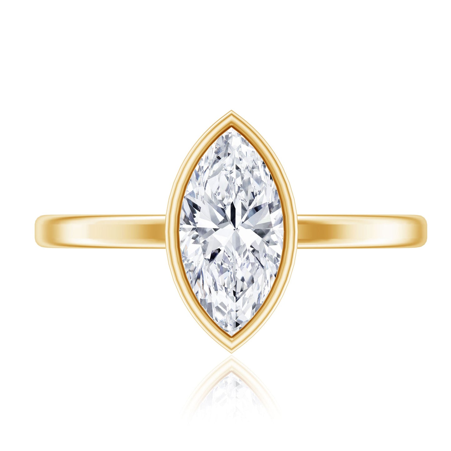 IGI Certified 1 Carat Marquise Lab Grown Diamond Engagement Ring in Bezel Setting