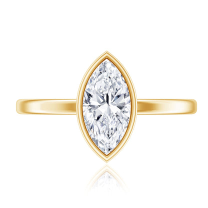 IGI Certified 1 Carat Marquise Lab Grown Diamond Engagement Ring in Bezel Setting