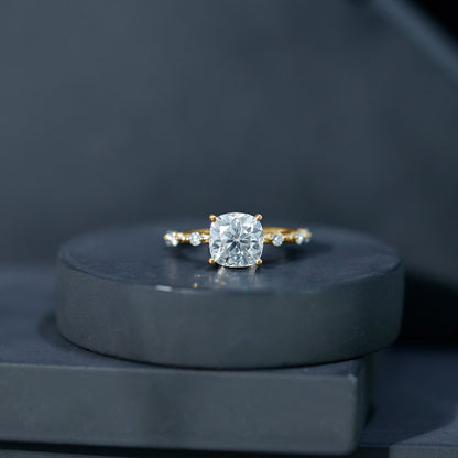 Cushion Cut 2 Carat Lab Grown Diamond Solitaire Engagement Ring with IGI Certificate