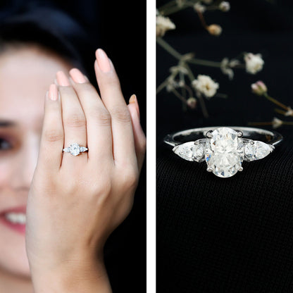 1 Carat Lab Grown Diamond Three Stone Engagement Ring with IGI Certificate