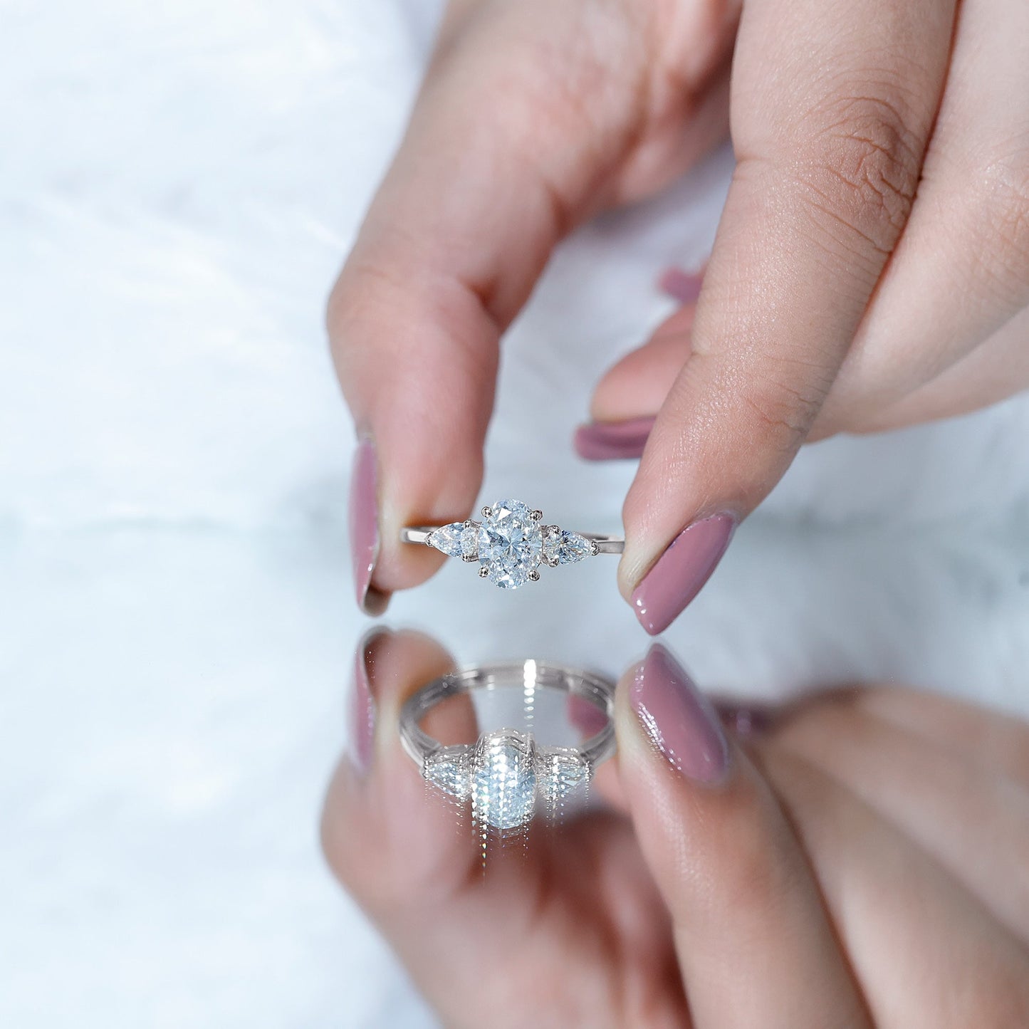 1 Carat Lab Grown Diamond Three Stone Engagement Ring with IGI Certificate