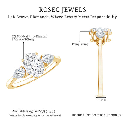 1 Carat Lab Grown Diamond Three Stone Engagement Ring with IGI Certificate