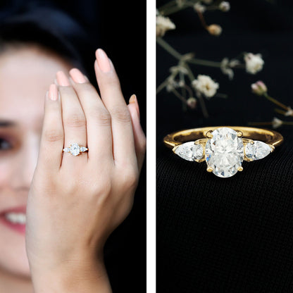 1 Carat Lab Grown Diamond Three Stone Engagement Ring with IGI Certificate
