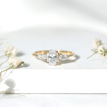 1 Carat Lab Grown Diamond Three Stone Engagement Ring with IGI Certificate