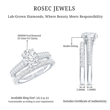 Oval Shaped 1 Carat Lab Grown Diamond Bridal Ring Set with IGI Certificate